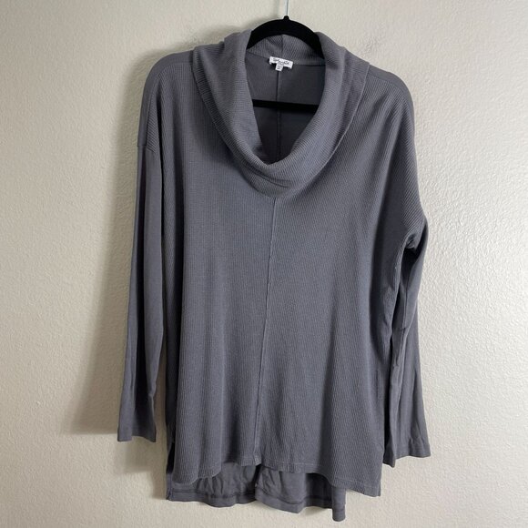 Splendid Womens Medium Gray Cowl Neck Long Sleeve Waffle Knit Top - Picture 7 of 10